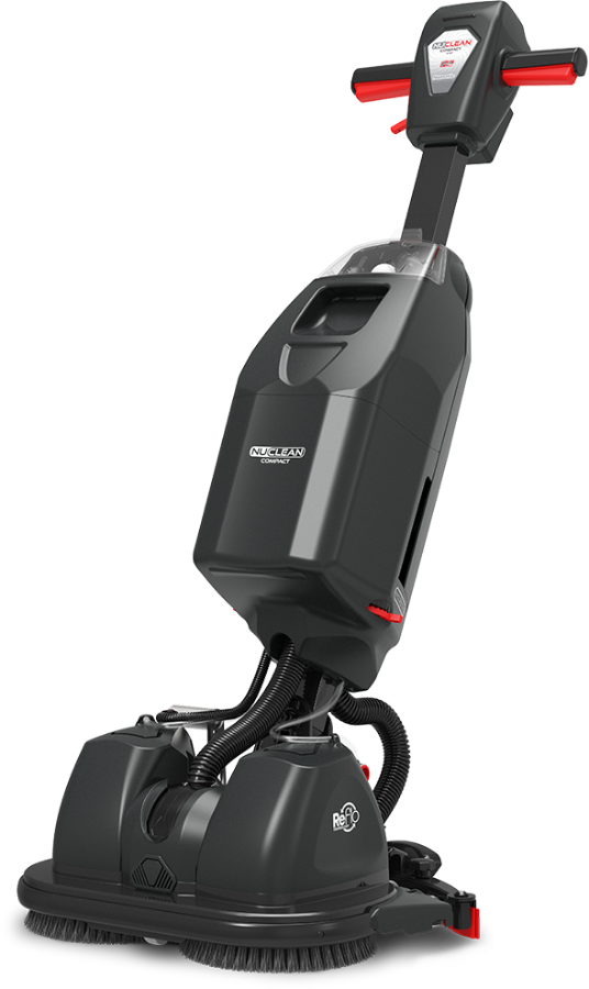 Angled view of Numatic 440NX scrubber dryer showing ergonomic design