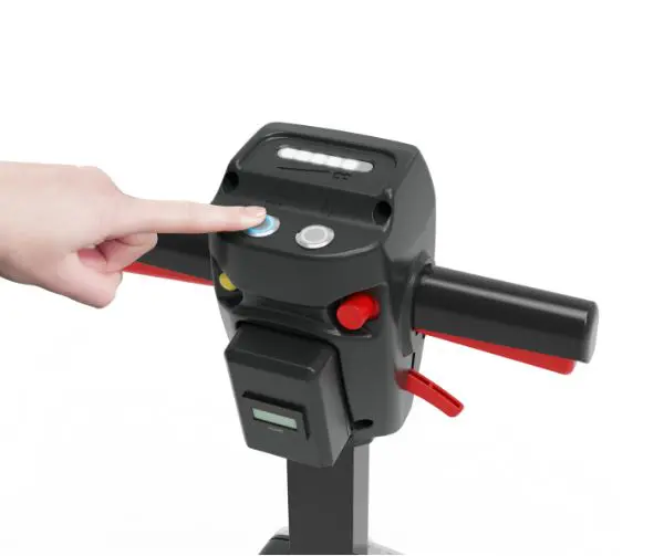 Close-up of illuminated controls on Numatic 440NX scrubber dryer